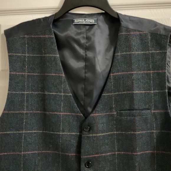 Men’s Wool-blend Charcoal Gray Herringbone Vest, XL - Picture 3 of 5